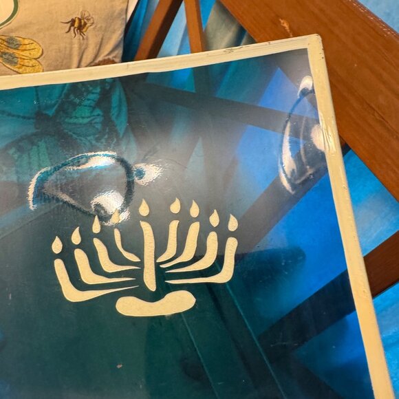 Chanukkah, Hanukkah, menorah, chanukiah, hanukkiah chanukkiyah Art Glass trivet - Picture 5 of 8